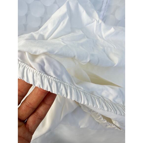 Schweitzer Linens KING Egyptian Cotton Ivory Sheets HAND EMBROIDERY ITALY 3 sham - Picture 12 of 12